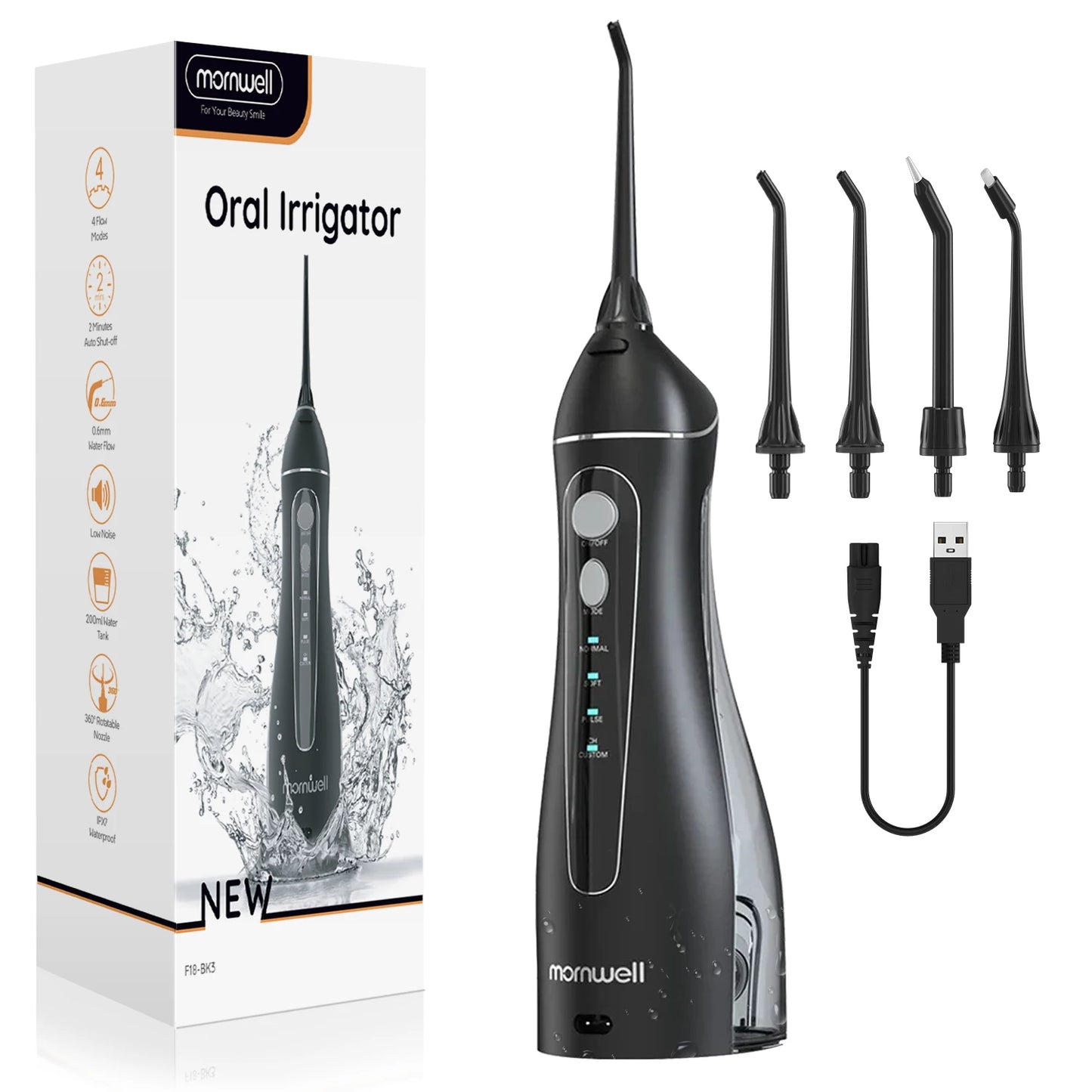 Cordless Water Flosser – 4 Modes, USB Rechargeable, IPX7 Waterproof